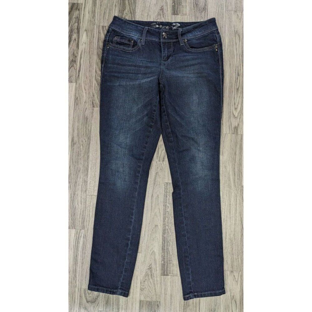 Seven‎ 7 Womens Size 4 Skinny Embroidered Studs Denim Blue Jeans